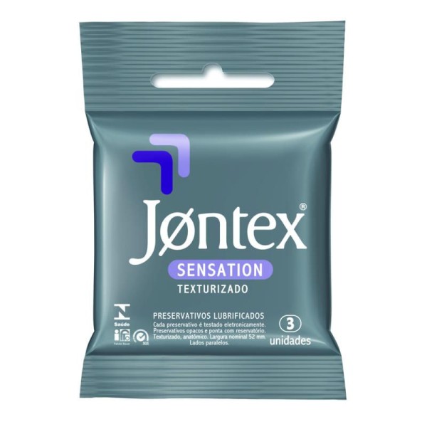 Encontraproduto.com.br - Preservativo Lubrificado Sensation Texturizado Jontex Pacote 3 Unidades