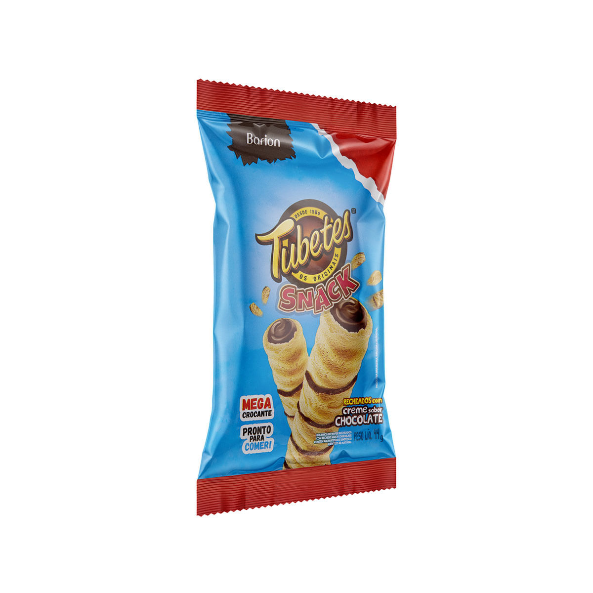 Rolinhos de Wafer Recheio Creme de Chocolate Barion Tubetes Snack Pacote 44g