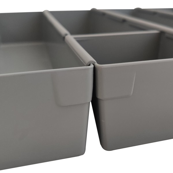 Encontraproduto.com.br - Organizador Gavetas 7 Peças Separador Talheres Encaixes Divisor Cinza