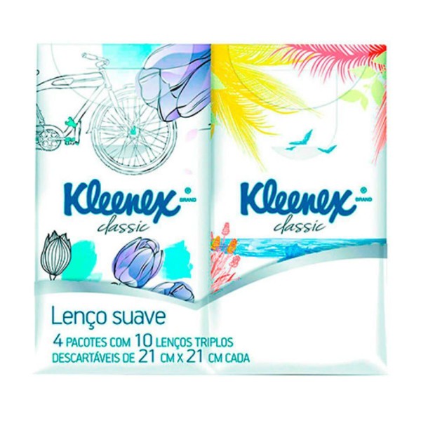 Encontraproduto.com.br - Lenço de Papel Kleenex Bolso Pacote com 4 unidades