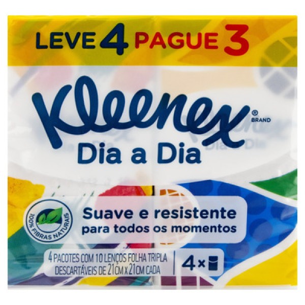 Encontraproduto.com.br - Lenço de Papel Kleenex Bolso Pacote com 4 unidades
