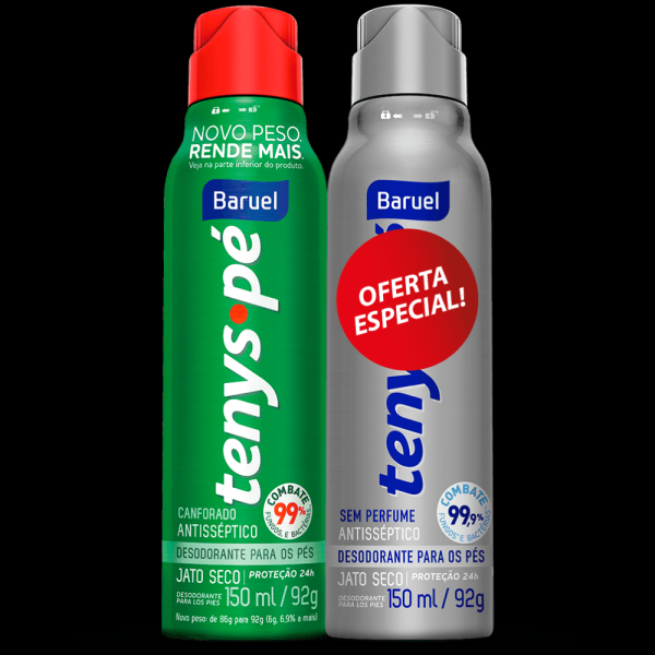 Encontraproduto.com.br - Desodorante para os Pés Tenys Pé Baruel Jato Seco 92gr + Woman 92gr Un