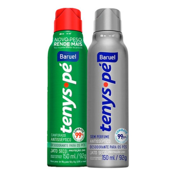 Encontraproduto.com.br - Desodorante para os Pés Tenys Pé Baruel Jato Seco 92gr + Woman 92gr Un