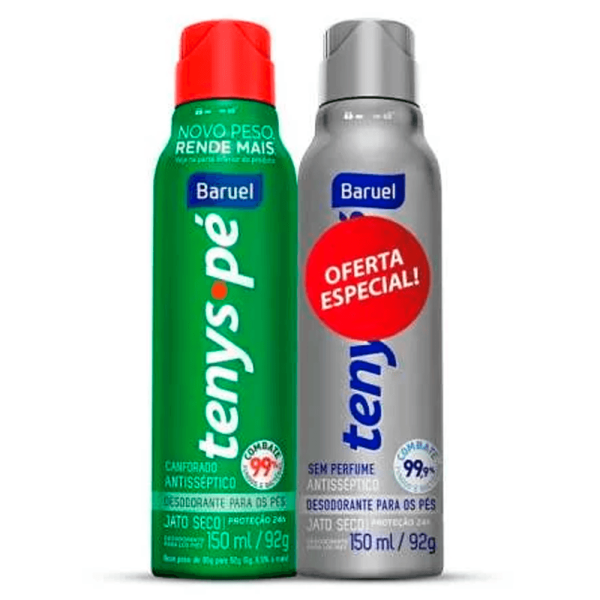 Encontraproduto.com.br - Desodorante para os Pés Tenys Pé Baruel Jato Seco 92gr + Woman 92gr Un