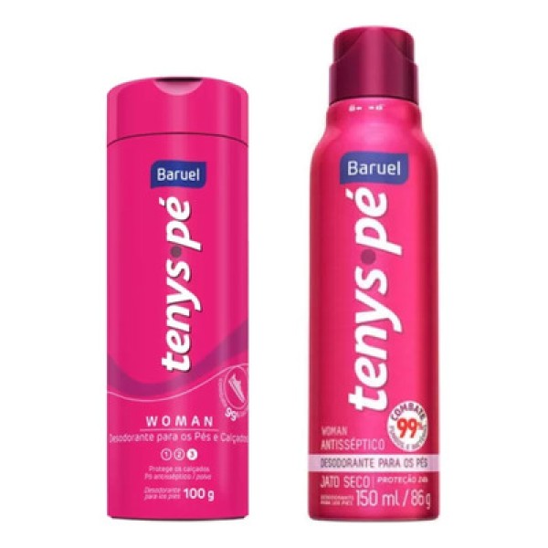 Kit Tenys Pe Baruel Aerosol Woman 150ml + Tenys Pe Baruel Po Woman 100g  Especial