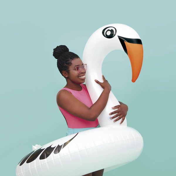 Encontraproduto.com.br - Boia Cisne Perolado Branco com Abertura MOR