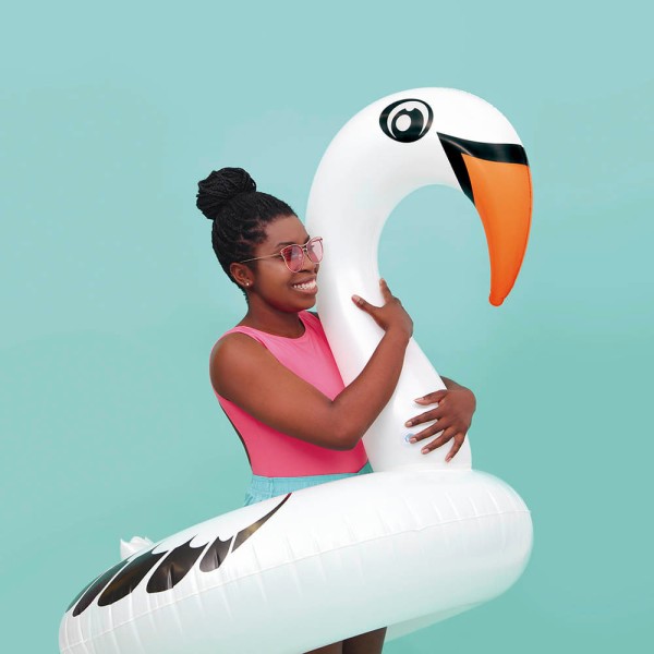 Encontraproduto.com.br - Boia Cisne Perolado Branco com Abertura MOR