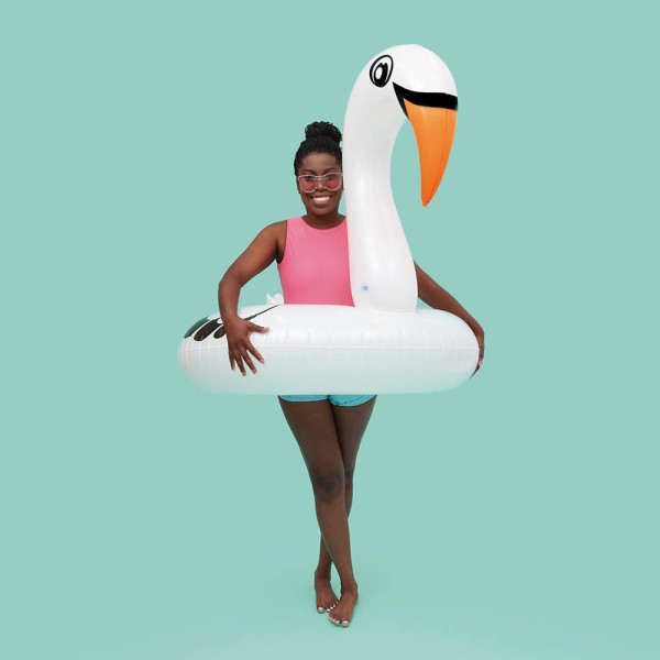 Encontraproduto.com.br - Boia Cisne Perolado Branco com Abertura MOR