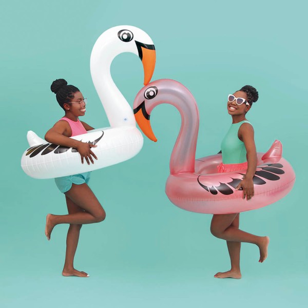 Encontraproduto.com.br - Boia Cisne Perolado Branco com Abertura MOR