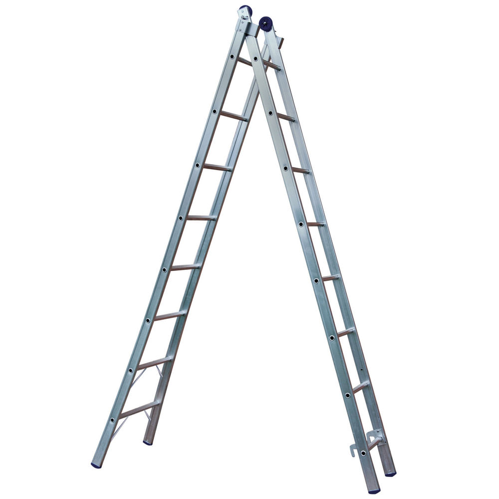 Encontraproduto.com.br - Escada de Alumínio Mor 2 x 8 Degraus Extensiva, 3 em 1 - 5204