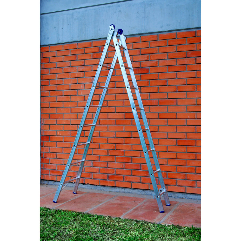 Encontraproduto.com.br - Escada de Alumínio Mor 2 x 8 Degraus Extensiva, 3 em 1 - 5204