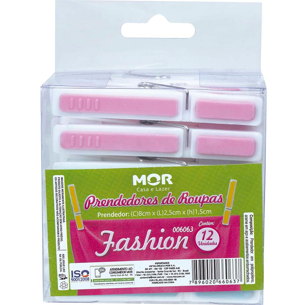 Encontraproduto.com.br - Prendedor Emborrachado Fashion 12 Peças MOR