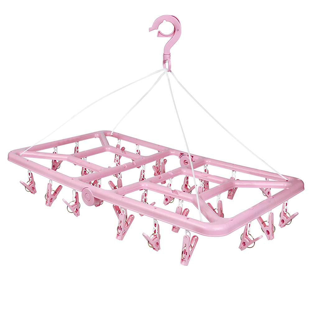 Mini-varal Retangular Dobrável 32 Prendedores - Rosa MOR