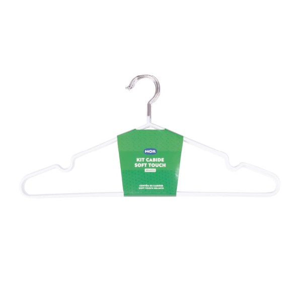 Encontraproduto.com.br - Kit Cabides Adulto Mor Soft Touch 6 unidades Aço com gancho - Branco