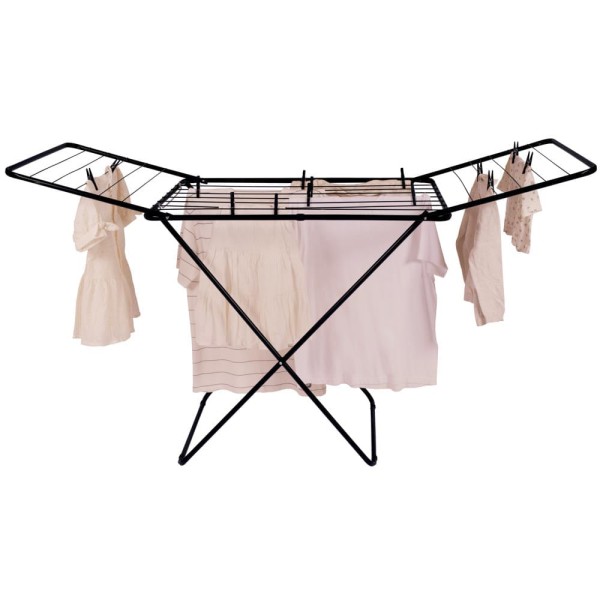 Encontraproduto.com.br - Varal de chão Maxi Mor com Abas em Aço - Preto