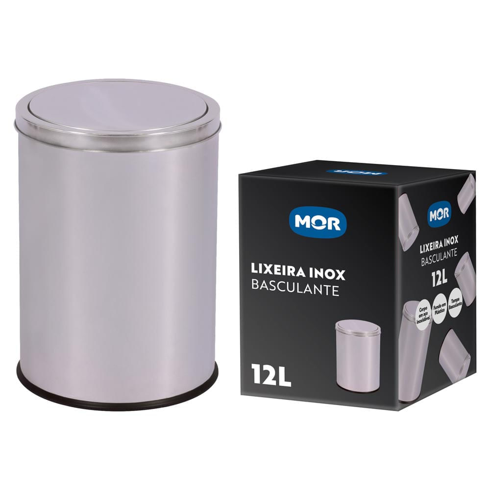 Encontraproduto.com.br - Lixeira Inox Basculante 12L