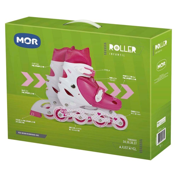 Encontraproduto.com.br - Roller Infantil Rosa Tamanho M 34-37 MOR