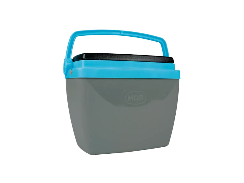Encontraproduto.com.br - Caixa térmica Mor 18 Litros com Porta Copo - Cinza/Azul