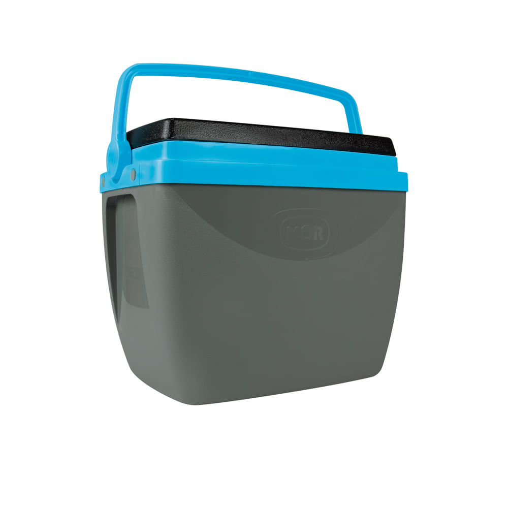 Encontraproduto.com.br - Caixa térmica Mor 18 Litros com Porta Copo - Cinza/Azul