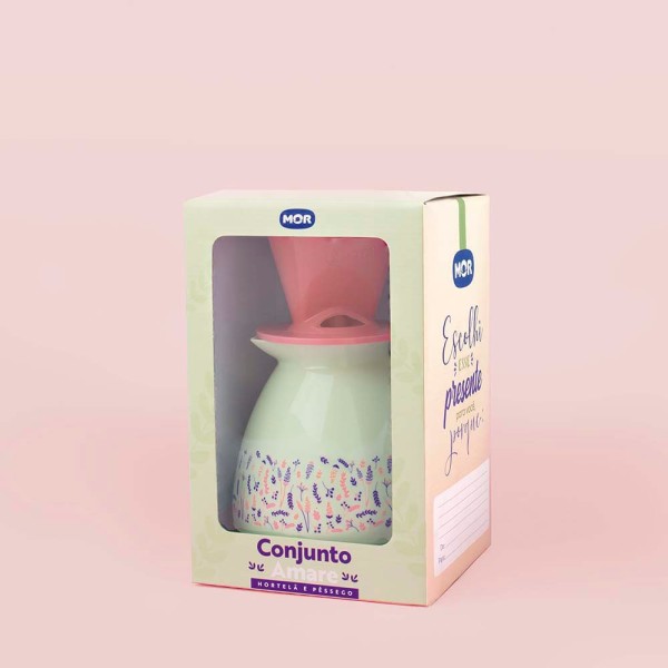 Encontraproduto.com.br - Conjunto Bule Térmico e Coador de Café  Hortelã e Pêssego 650ML Amare Mor