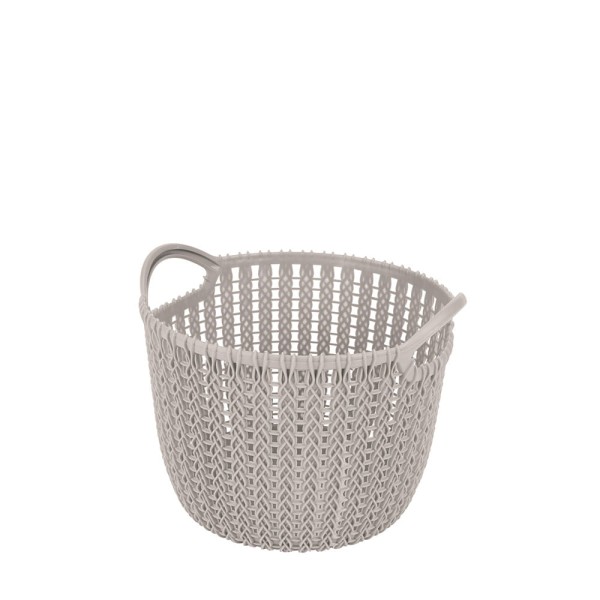 Encontraproduto.com.br - Cesto Trançado Circular Pequeno Branco Antigo