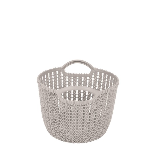 Encontraproduto.com.br - Cesto Trançado Circular Pequeno Branco Antigo