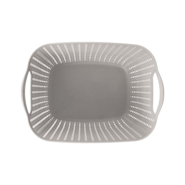 Encontraproduto.com.br - Cesto Trançado Retangular Alto Médio Branco Antigo