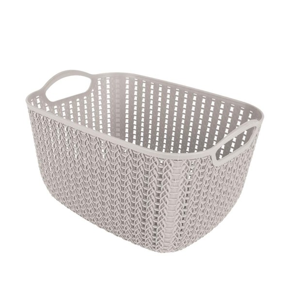 Encontraproduto.com.br - Cesto Trançado Retangular Alto Médio Branco Antigo