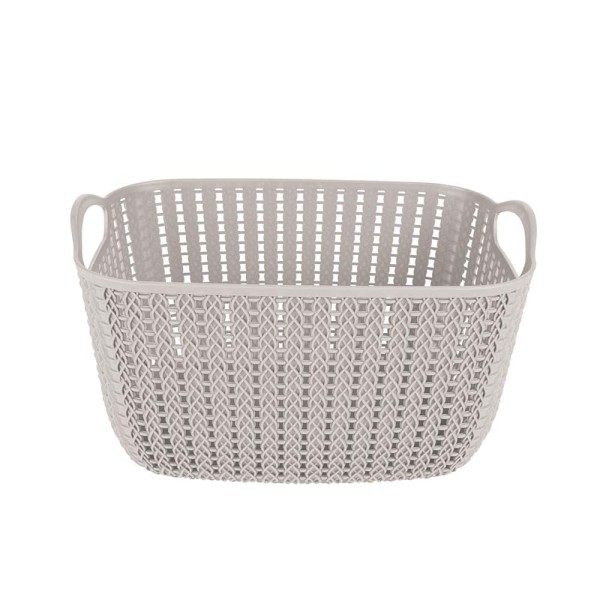 Encontraproduto.com.br - Cesto Trançado Retangular Alto Médio Branco Antigo