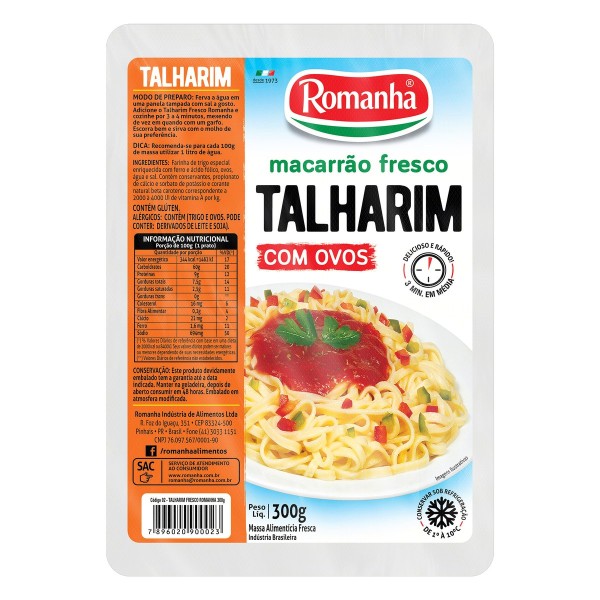 Encontraproduto.com.br - Macarrão Romanha Fresco Talharim 300g