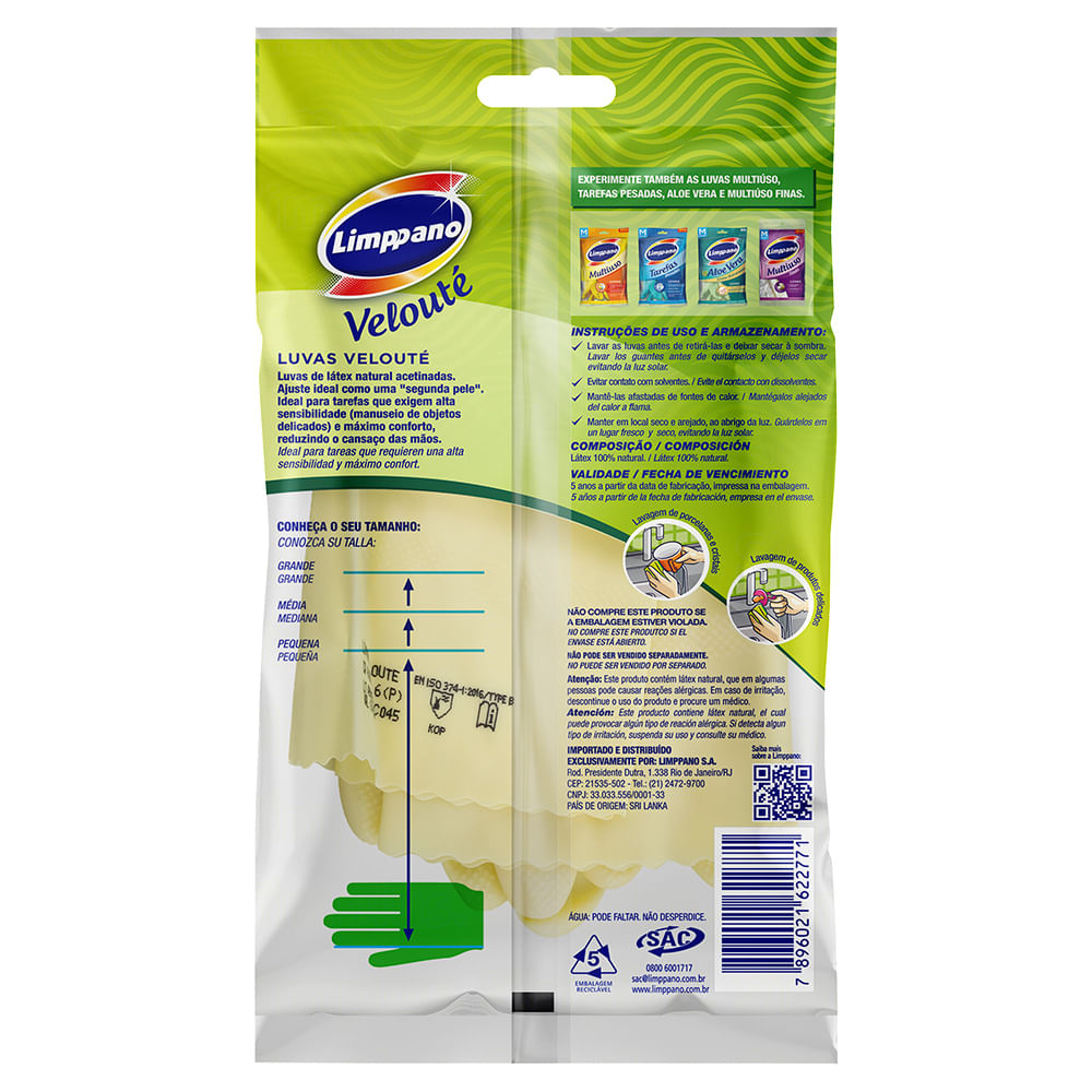 Encontraproduto.com.br - Luva Veloutê Maximo Tato Limppano Grande Com 2 Unidades