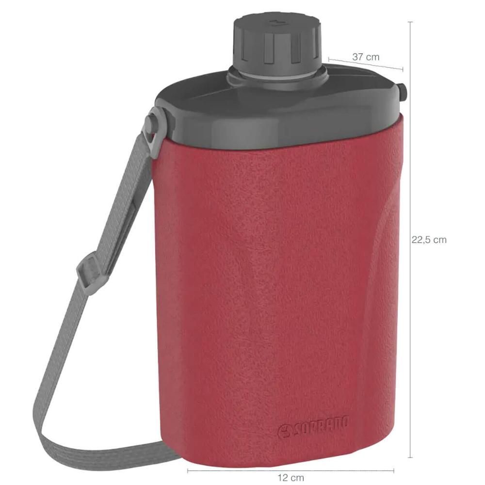 Encontraproduto.com.br - Cantil Isotérmico 1 L Vermelho Safari - Soprano
