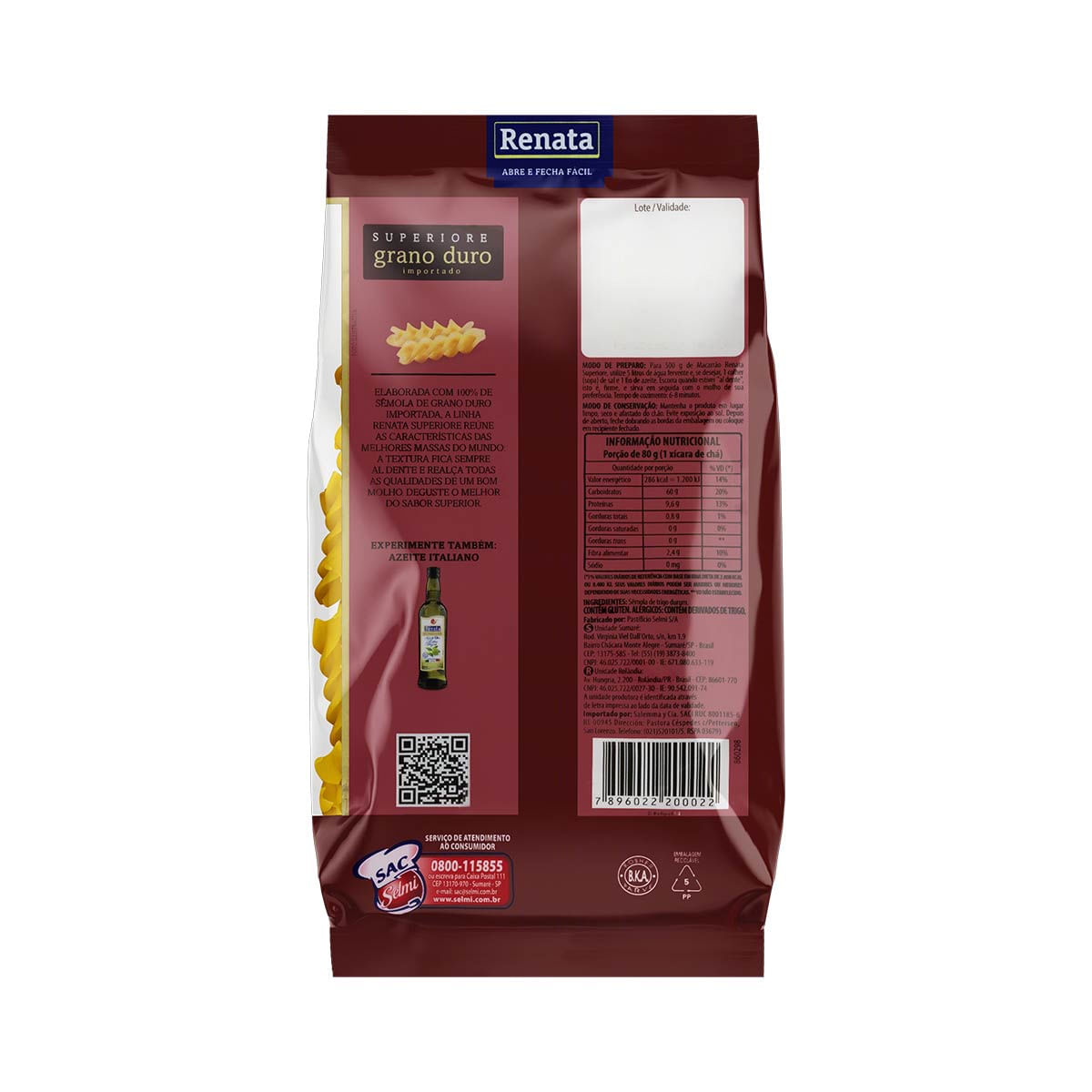 Encontraproduto.com.br - Macarrão Grano Duro Renata Fusilli Pacote com 500g