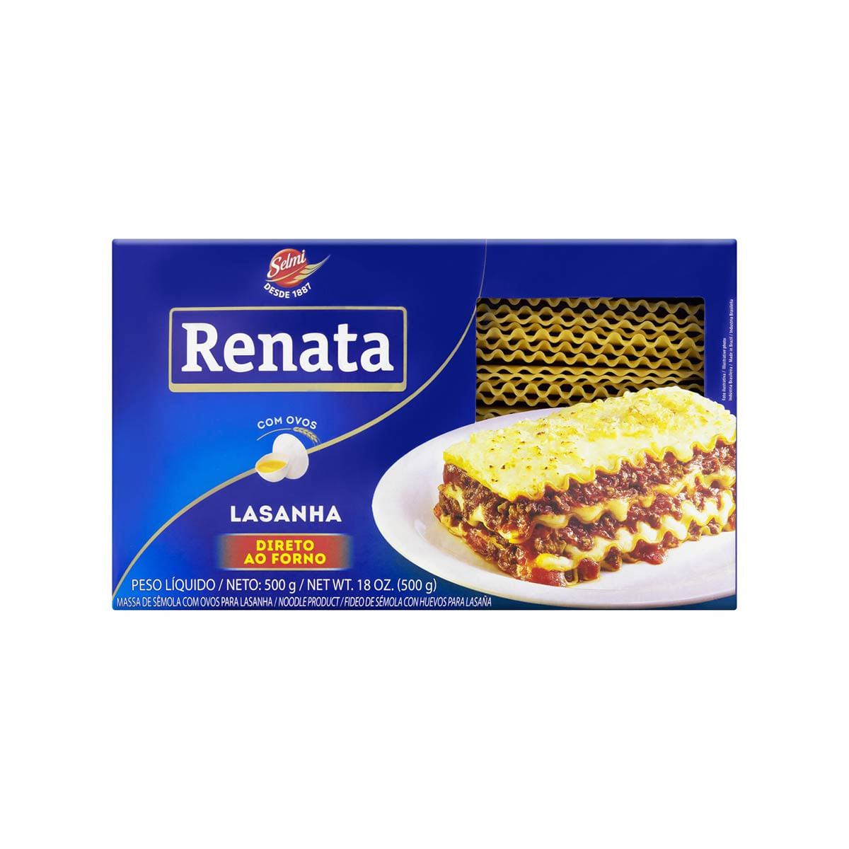 Encontraproduto.com.br - Massa de Sêmola com Ovos para Lasanha Renata Caixa 500g