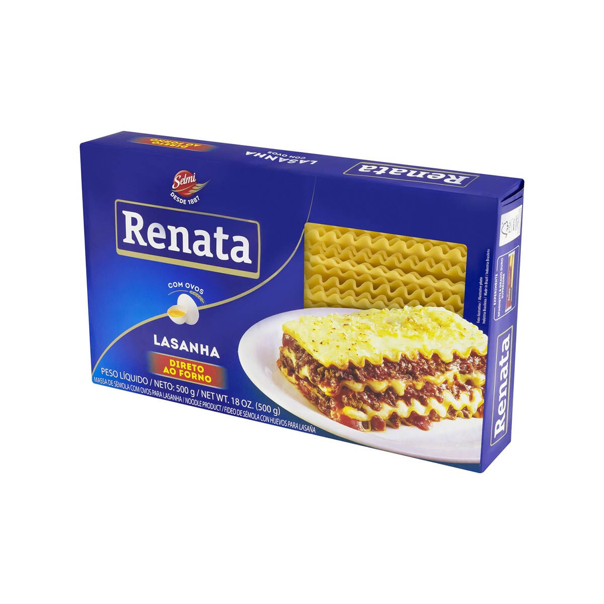 Encontraproduto.com.br - Massa de Sêmola com Ovos para Lasanha Renata Caixa 500g