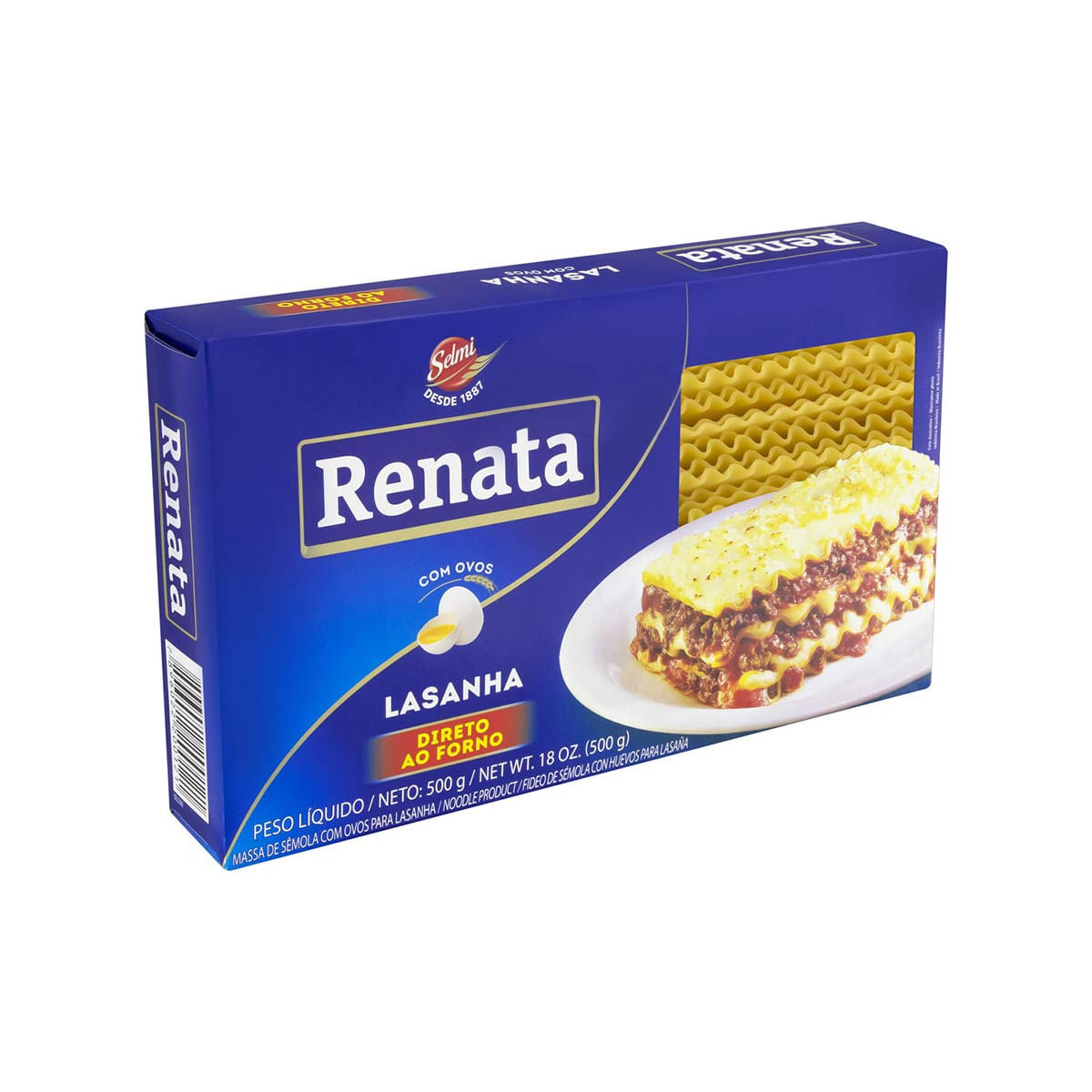 Encontraproduto.com.br - Massa de Sêmola com Ovos para Lasanha Renata Caixa 500g