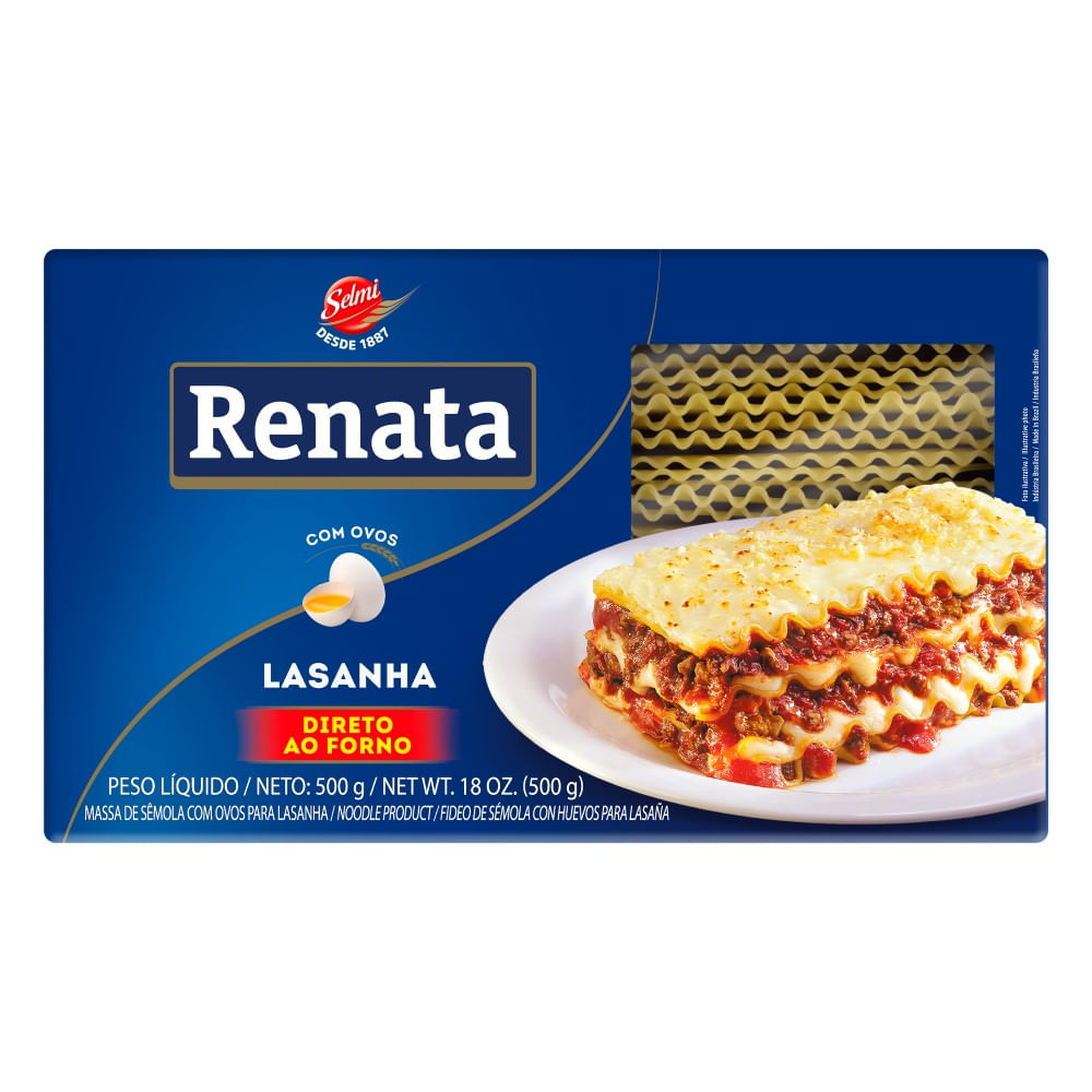 Encontraproduto.com.br - Massa de Sêmola com Ovos para Lasanha Renata Caixa 500g