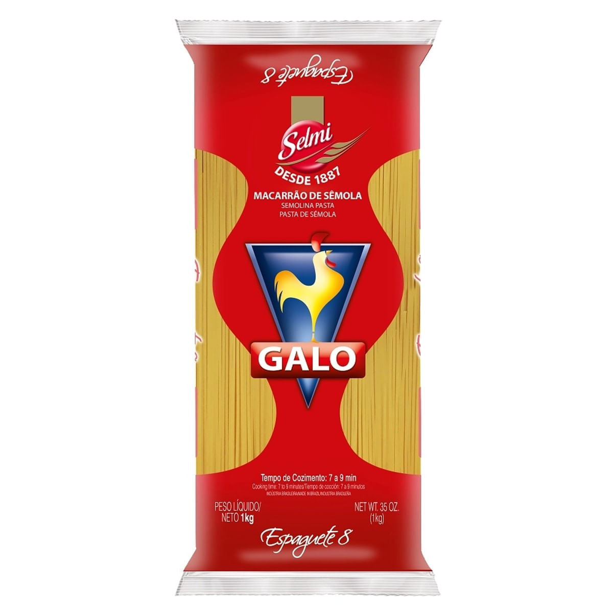 Encontraproduto.com.br - Macarrão Massa De Sêmola Espaguete Número 8 Galo 1Kg