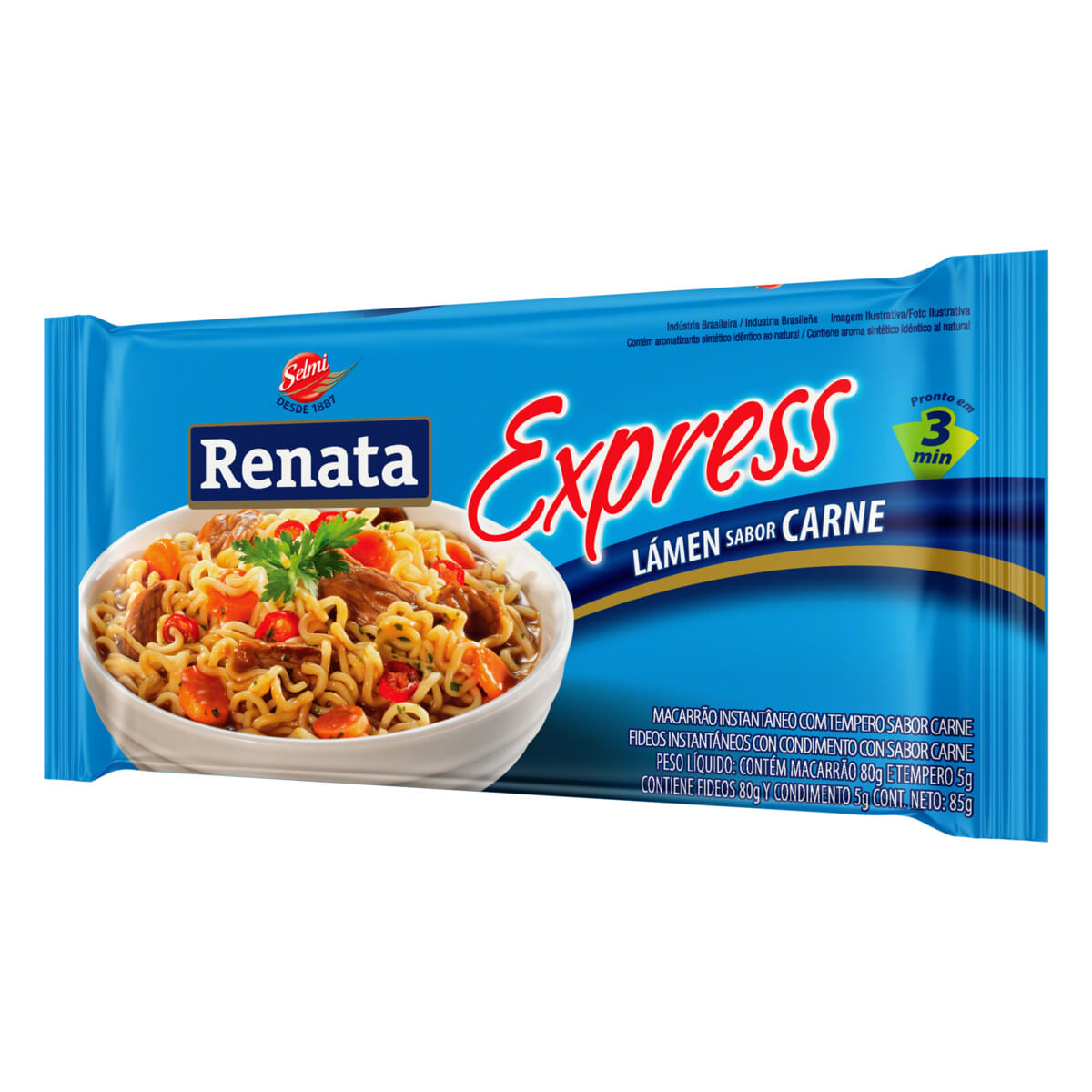 Encontraproduto.com.br - Macarrão Instantâneo Lámen com Tempero Carne Renata Express Pacote 85 g