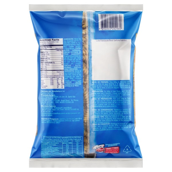 Encontraproduto.com.br - Macarrão Semolado Galo 500g Parafuso