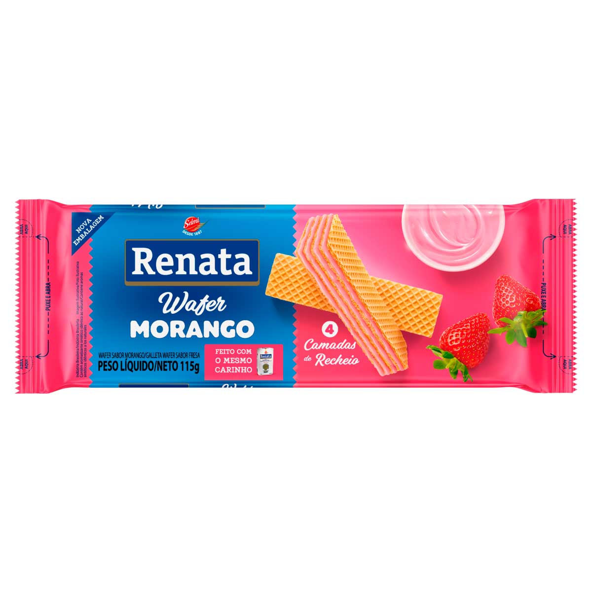 Biscoito Wafer Recheio Morango Renata 115g