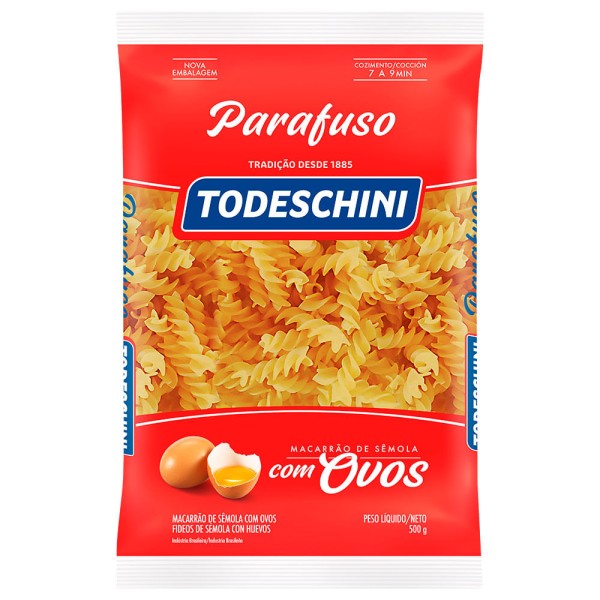 Encontraproduto.com.br - Macarrão com Ovos Todeschini Parafuso Pacote com 500g
