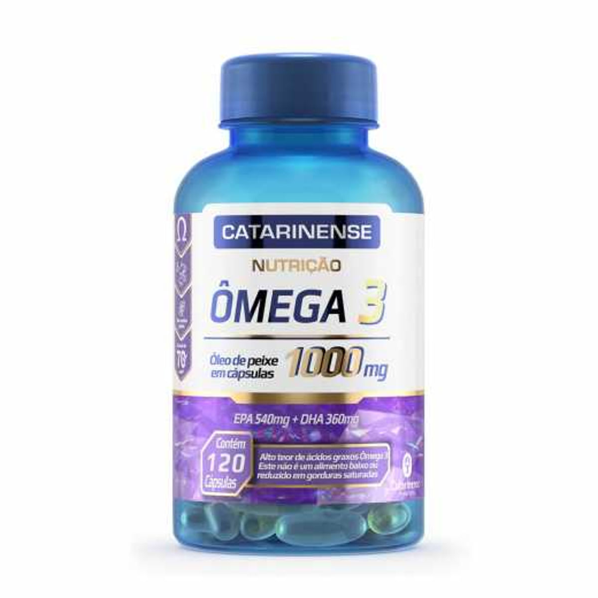 Encontraproduto.com.br - Ômega 3 Óleo de Peixe 1000mg Catarinense c/120 Cápsulas