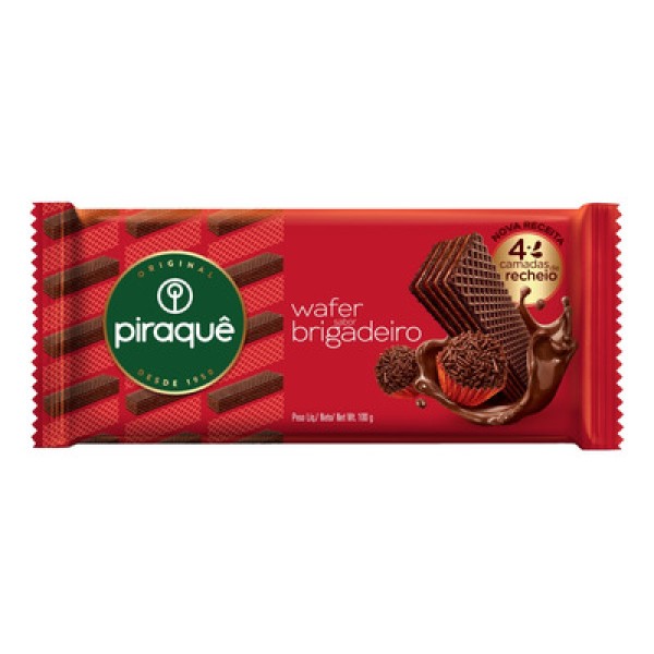Biscoito Wafer Recheio Brigadeiro Piraquê 100g