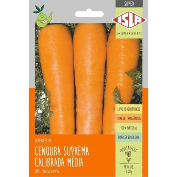 Semente Cenoura Suprema Calibrada Média RF 91 Isla 3g