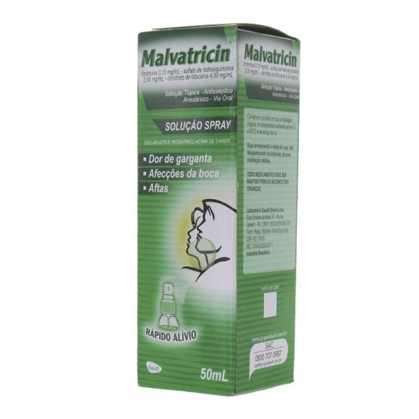 Encontraproduto.com.br - Anestésico e Antisséptico Malvatricin 1mg/ml + 2mg/ml + 4mg/ml 50ml