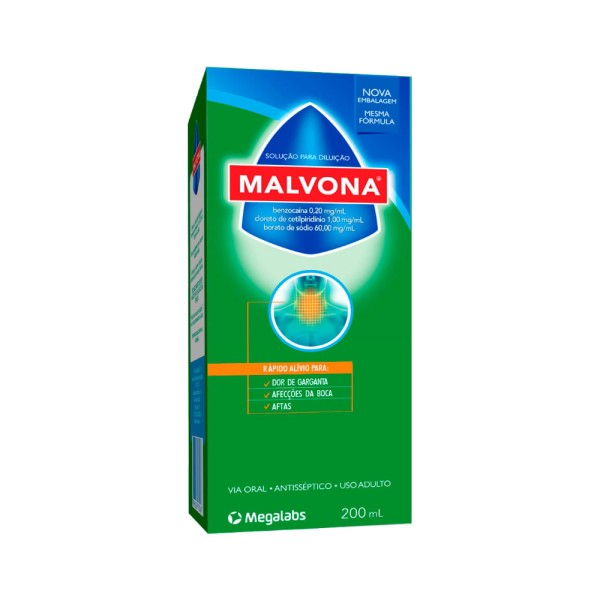 Encontraproduto.com.br - Anestésico e Antisséptico Malvona 0,2mg/ml + 60mg/ml + 1mg/ml 200ml