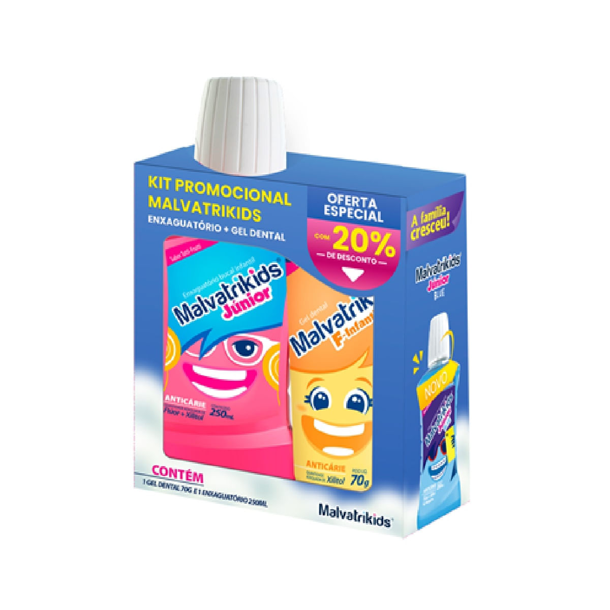 Enxaguatório Bucal Malvatrikids Júnior Anticárie 250ml + Gel Dental Malvatrikids F-Infantil Anticárie 70g Oferta Especial Com 20% De Desconto