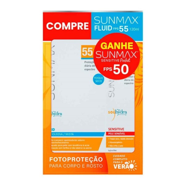 Encontraproduto.com.br - Sunmax Kit - Protetor Solar FPS55 + Protetor Solar Facial Pocket FPS50