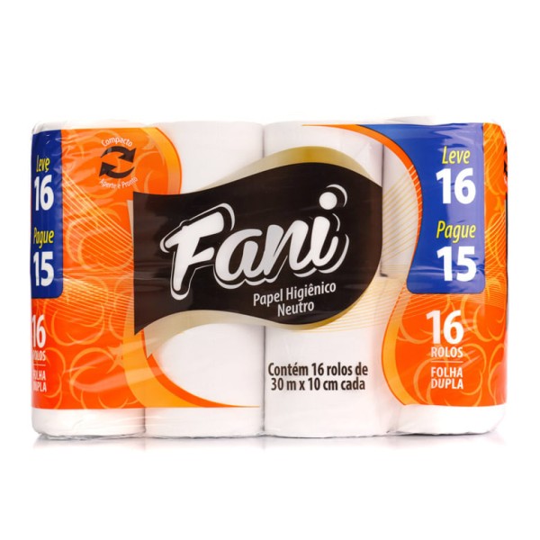 Papel Higiênico Fani Folha Dupla Compacto Lv16 Pg15 Rolos 30mt